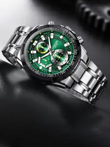 LONGBO Men Dial & Stainless Steel Bracelet Style Straps  Watch Long-80135-silver-green