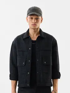 Snitch Black Men Textured Lightweight Tailored Jacket