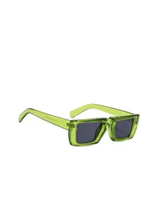 LIZA ANGEL Men Black Lens & Green Rectangle Sunglasses with