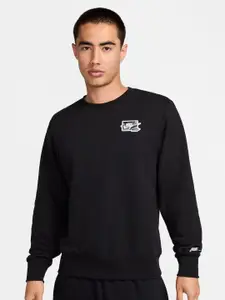 Nike Club Men Brand Logo Printed Round Neck Pullover Sweatshirt