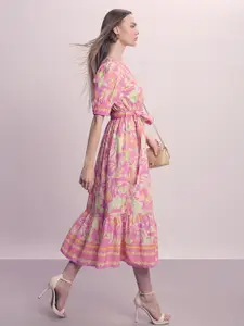 Vero Moda Floral Print Pure Cotton Fit & Flare Dress