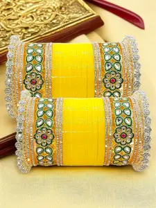 BeautyTrends Set Of 60 Gold-Plated Kundan & Stones Studded Bangles