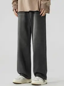 StyleCast x Revolte Men Wide Leg Mid-Rise Light Fade Jeans