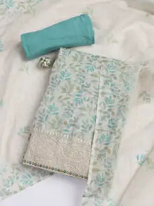 Meena Bazaar Floral Printed Embellished Unstitched Dress Material