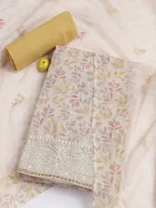 Meena Bazaar Floral Printed Embellished Unstitched Dress Material