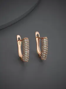 Kushal's Fashion Jewellery Rose Gold-Plated Party Zircon Contemporary Hoop Earrings