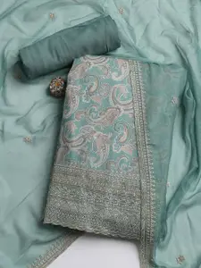 Meena Bazaar Floral Printed Embellished Art Silk Unstitched Dress Material