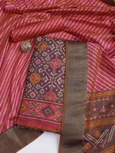 Meena Bazaar Geometric Woven Design Art Silk Unstitched Dress Material