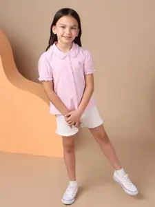 U.S. Polo Assn. Kids Girls Pure Cotton Shirt Collar Top