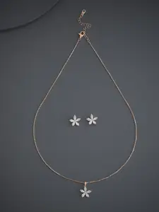 Kushal's Fashion Jewellery Rhodium-Plated Zircon Studded Party Pendants With Chains