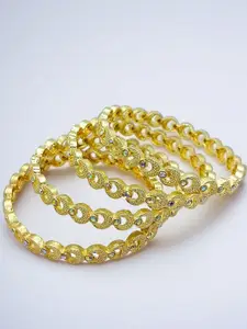 BeautyTrends Set Of 4 Gold Plated Chand Zircon-Studded Bangles