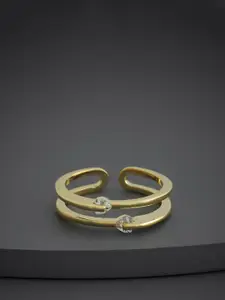 Kushal's Fashion Jewellery Gold-Plated Zircon Studded Finger Ring