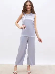 Styli Asymmetric Detail at Neck Top with Tailored Trouser Co-Ord Set