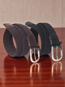 The Roadster Lifestyle Co. Men Pack Of 2 Braided Stretchable Belt