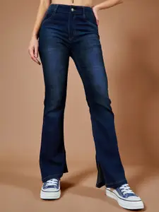 DOLCE CRUDO Women Bootcut Mid-Rise Light Fade Stretchable Jeans