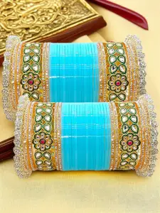 BeautyTrends Set Of 60 Gold-Plated Kundan & Stones-Studded Bangles
