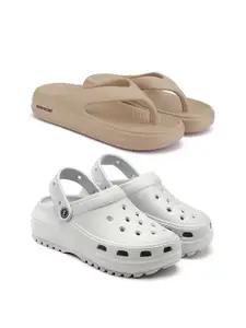 BERSACHE Women Pack Of 2 Thongs & Clogs Flip Flops