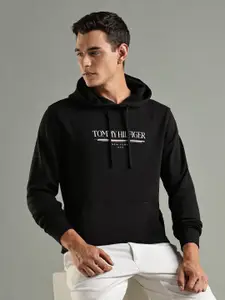 Tommy Hilfiger Europe Typography Printed Hooded Pure Cotton Pullover Sweatshirt