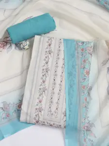 Meena Bazaar Floral Printed Embellished Linen Unstitched Dress Material