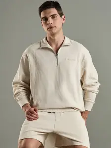 Tommy Hilfiger Men Self Design Shirt Collar Sweatshirt