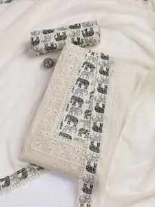 Meena Bazaar  Ethnic Motifs Printed Sequinned Unstitched Dress Material