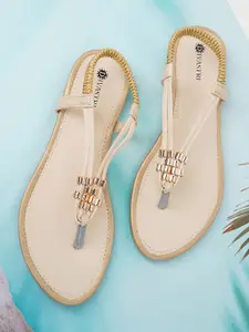 DIVASTRI Embellished Open Toe Flats