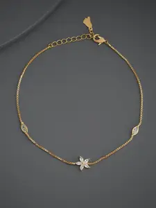 Kushal's Fashion Jewellery Gold Plated Zircon Studded Anklet