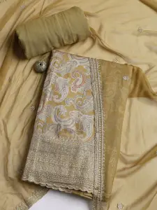 Meena Bazaar Floral Printed Embellished Art Silk Unstitched Dress Material