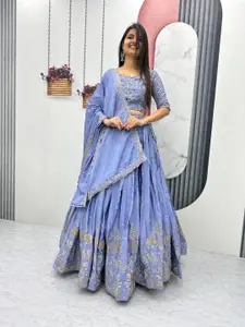 Aika Embroidered Thread Work Ready To Wear Lehenga & Unstitched Blouse With Dupatta