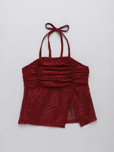 taffykids Girls Printed Halter Neck Peplum Top