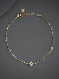 Kushal's Fashion Jewellery Gold Plated Zircon Studded Anklet