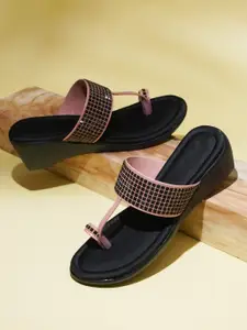 Froh Feet Women Round Toe Embellished Wedge Sandals