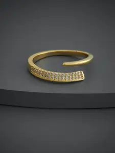 Kushal's Fashion Jewellery Gold-Plated Zircon Studded Finger Ring