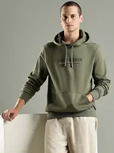 Tommy Hilfiger Europe Typography Printed Hooded Pure Cotton Pullover Sweatshirt