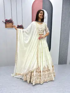 Aika Embroidered Thread Work Ready To Wear Lehenga & Unstitched Blouse With Dupatta