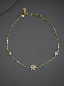 Kushal's Fashion Jewellery Gold Plated Zircon Studded Anklet