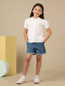 U.S. Polo Assn. Kids Girls Cotton Shirt Collar Top