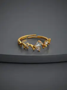Kushal's Fashion Jewellery  Gold-Plated Zircon Stone Studded Trendy Finger Ring