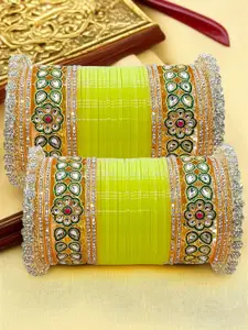 BeautyTrends Set Of 60 Gold-Plated Kundan & Stones Studded Bangles