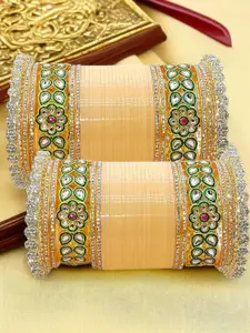 BeautyTrends Set Of 60 Gold-Plated Kundan Studded Bangles