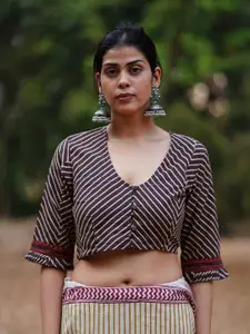 Chidiyaa Whistling Woods Kaliyon Ka Chaman Block Printed Cotton Saree Blouse