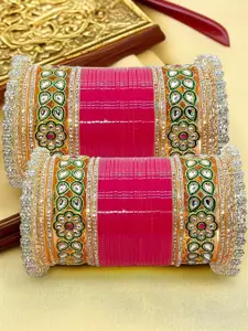 BeautyTrends Set Of 60 Gold-Plated Kundan & Stones Studded Bangles