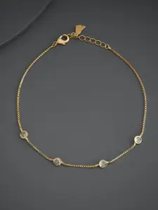 Kushal's Fashion Jewellery Gold Plated Zircon Studded Anklet