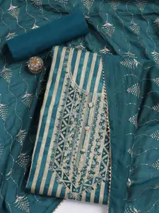 Meena Bazaar Striped Embellished Unstitched Dress Material