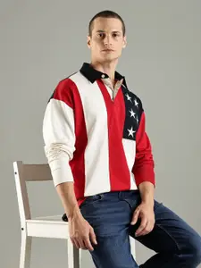 Tommy Hilfiger Striped Shirt Collar Relaxed Fit Sweatshirt