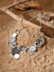 Reenisaa Silver-Plated Monochrome Circle Necklace