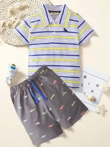 INCLUD Boys Striped Short Sleeves T-shirt With Shorts