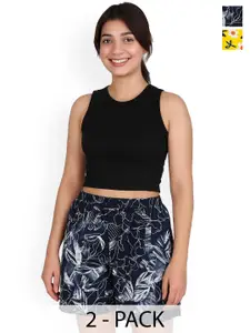 GAB Women Printed Regular Fit High-Rise Pure Cotton Shorts