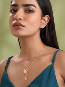 Yellow Chimes Gold-Plated Dual Heart Shaped Pendant Chain