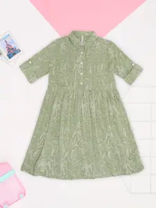 Pantaloons Junior Girls Ethnic Motifs Printed Gathered or Pleated Fit & Flare Dress